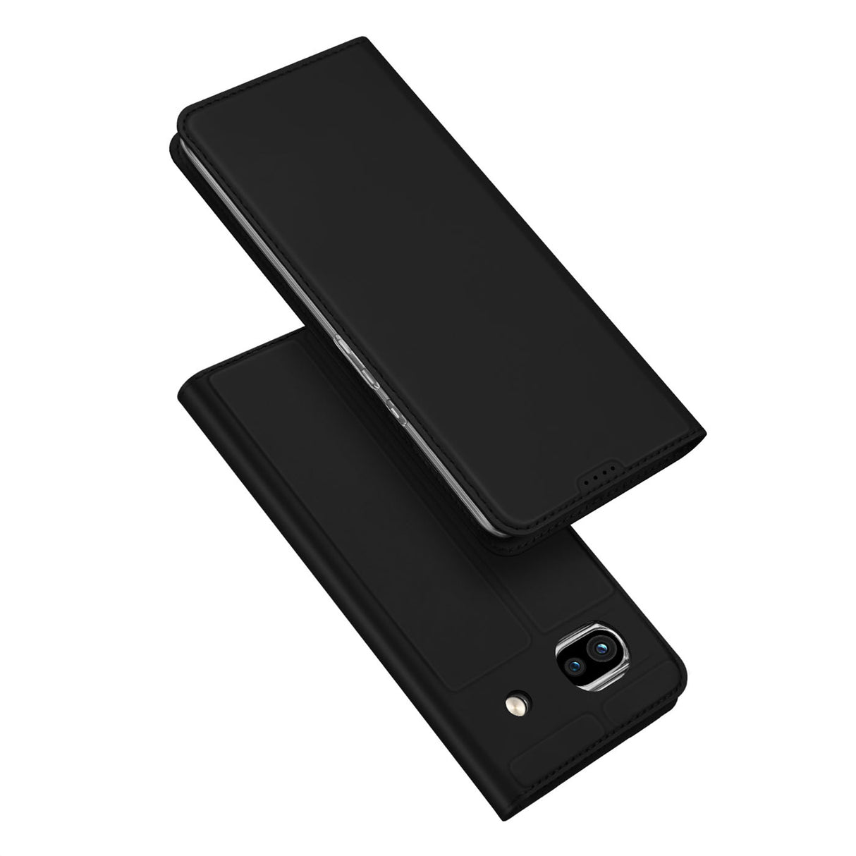 Capa Dux Ducis Skin Pro para Google Pixel 7a com aba, porta-cartões e suporte, na cor preta.