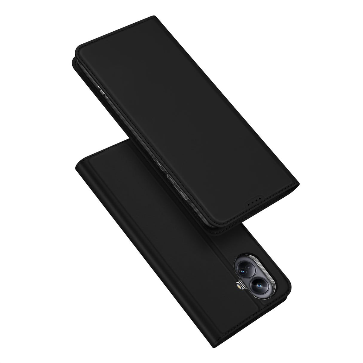 Capa Dux Ducis Skin Pro para Realme 10 Pro+ com aba, porta-cartões e suporte, na cor preta
