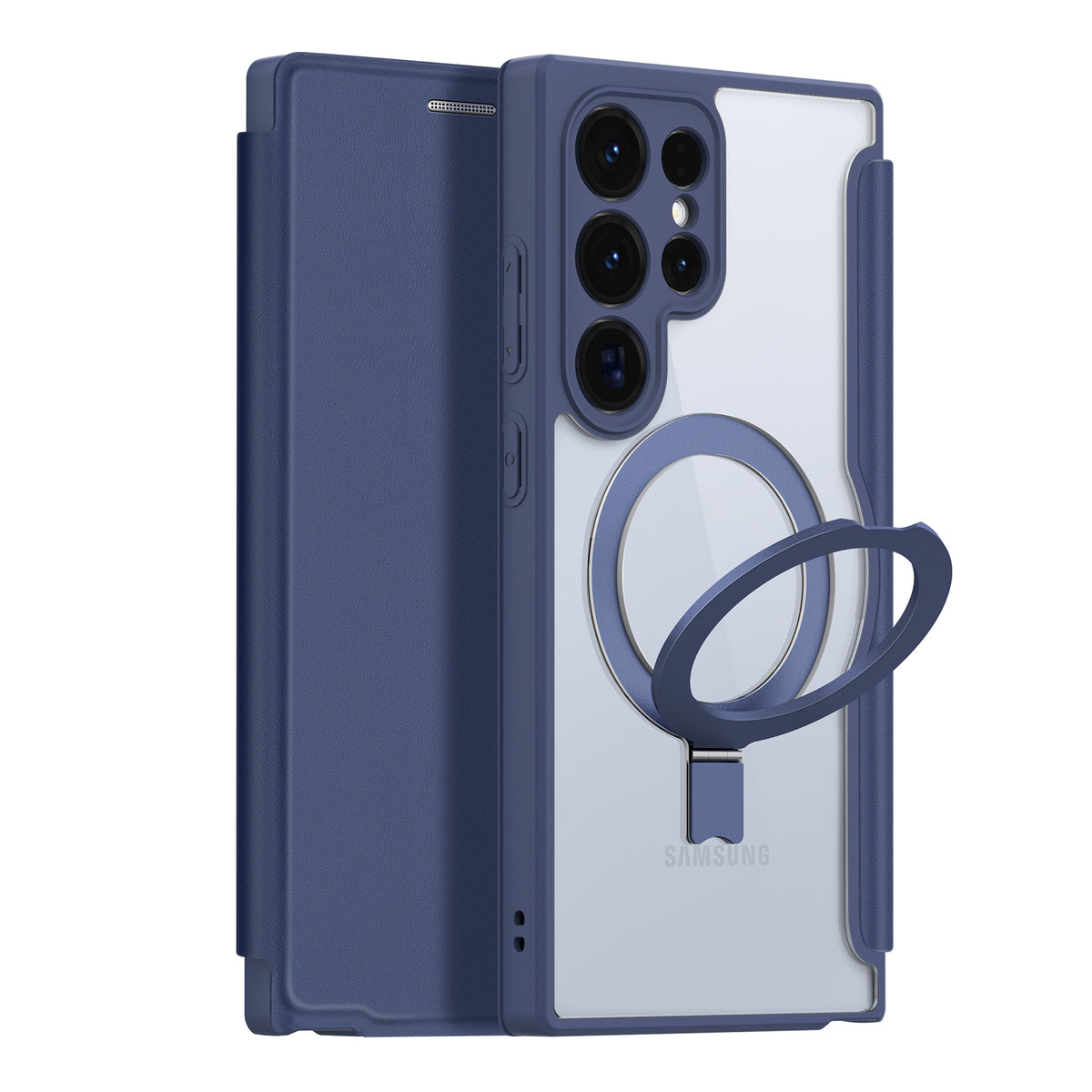 Etui Dux Ducis Skin X Pro com anel magnético / suporte para Samsung S24 Ultra - azul