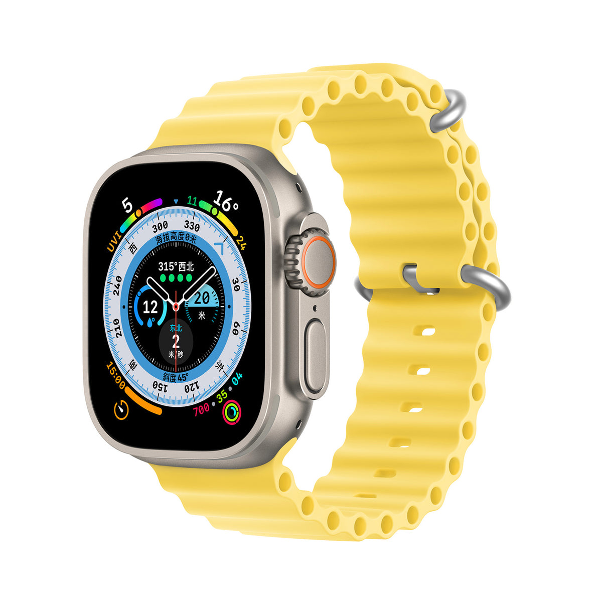 Dux Ducis Strap pulseira para Watch 9 / 8 / 7 / 6 / 5 / 4 / 3 / 2 / SE (45 / 44 / 42mm) pulseira de silicone amarela (Versão OceanWave)