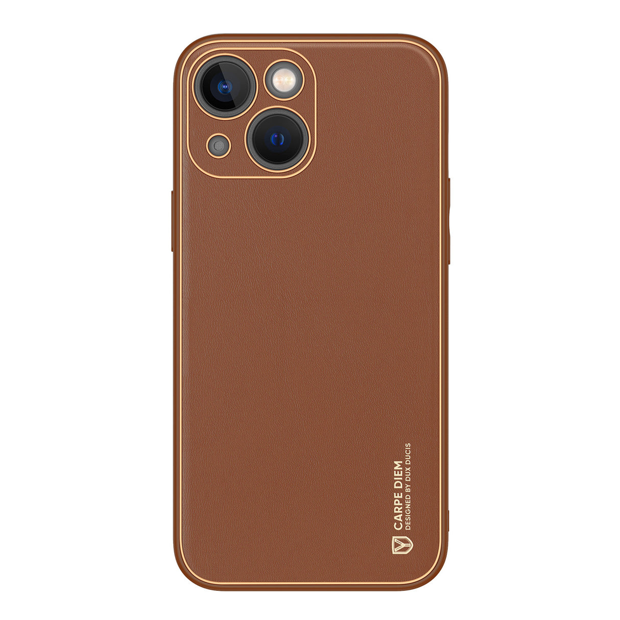 Capa elegante Dux Ducis Yolo para iPhone 14 Plus em couro ecológico castanho