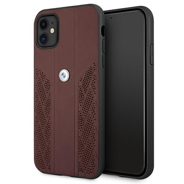 Capa BMW Leather Curve Perforate para iPhone 11 / Xr - vermelha