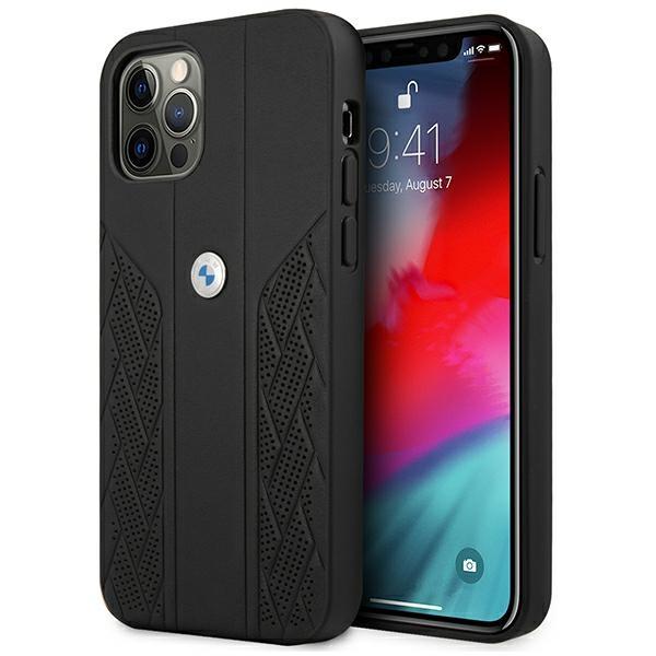 Capa BMW Leather Curve Perforada para iPhone 12 Pro Max - preta