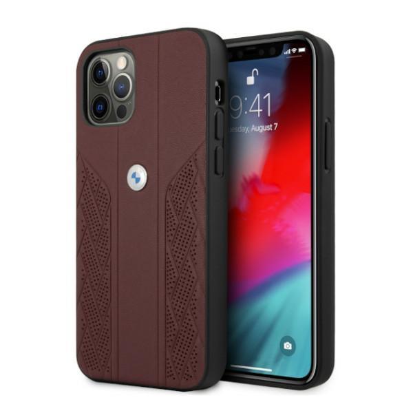 Capa BMW Leather Curve Perforate para iPhone 12 Pro Max - vermelha