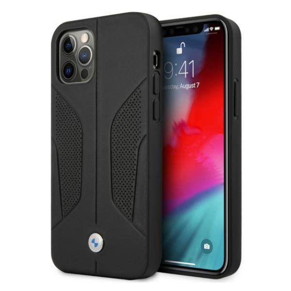 Capa BMW em Couro com Laterais Perfuradas para iPhone 12 / iPhone 12 Pro - preta