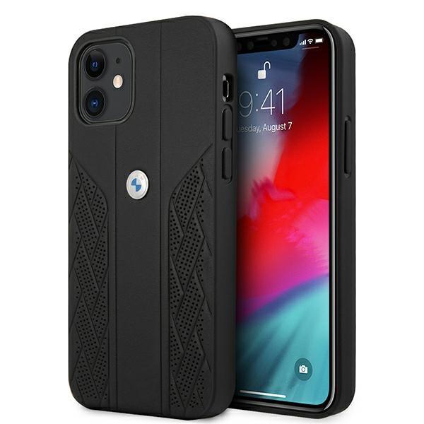Capa BMW Leather Curve Perforada para iPhone 12 mini - preta