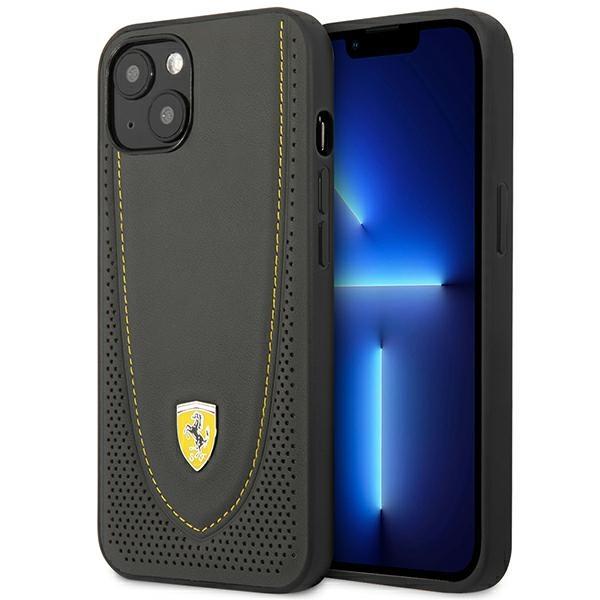 Etui Ferrari Leather Curved Line para iPhone 13 - preto