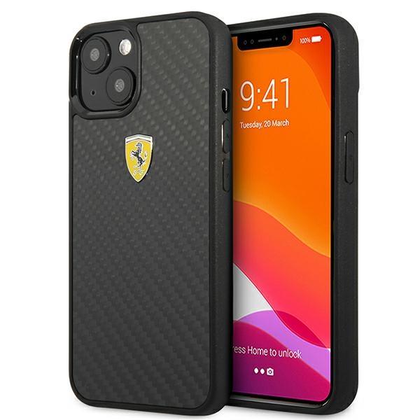 Capa Ferrari On Track Real Carbon para iPhone 13 mini - preta
