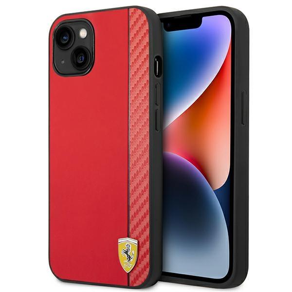 Estojo Ferrari Carbon para iPhone 14 Plus - vermelho