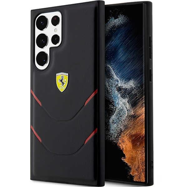 Etui Ferrari Hot Stamp Lines para Samsung Galaxy S23 Ultra - preto