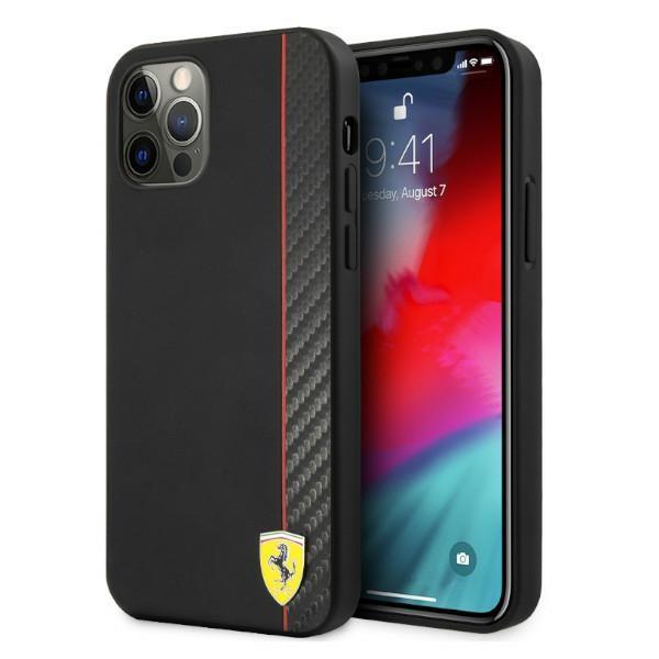 Capa Ferrari On Track Carbon Stripe para iPhone 12 Pro Max - preta