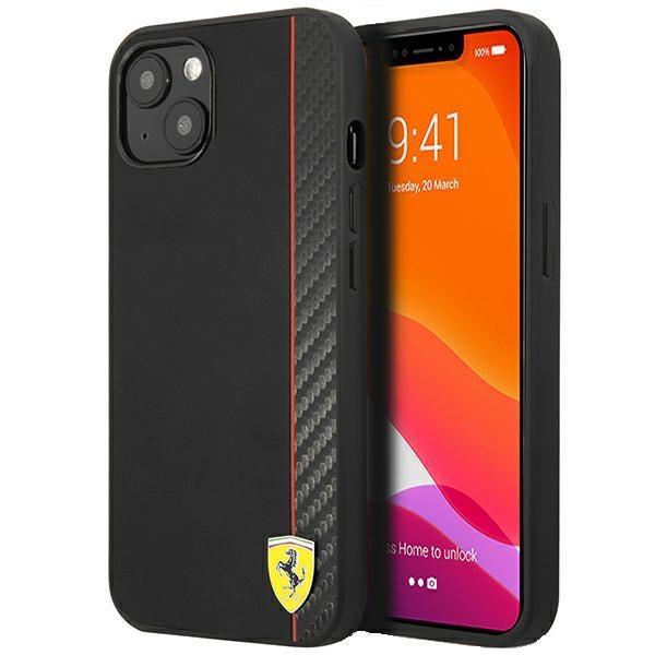 Capa Ferrari On Track Carbon Stripe para iPhone 13 mini - preta