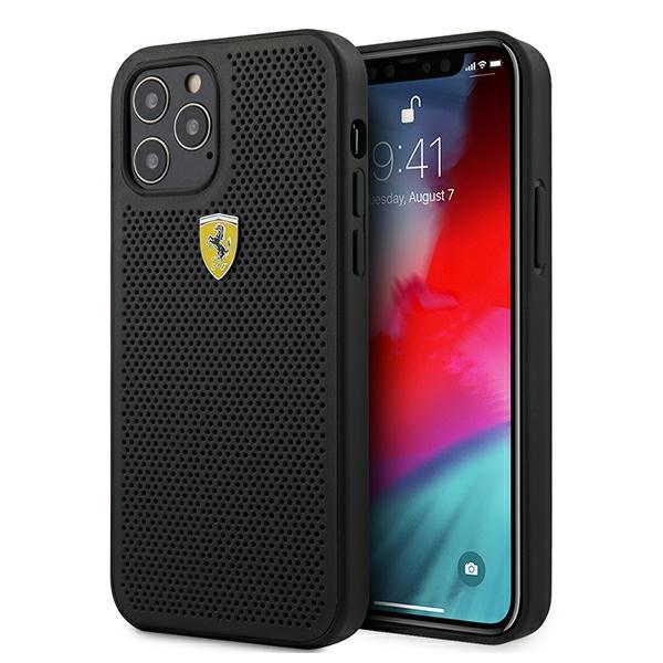 Estojo Ferrari On Track Perfurado para iPhone 12 / 12 Pro- preto
