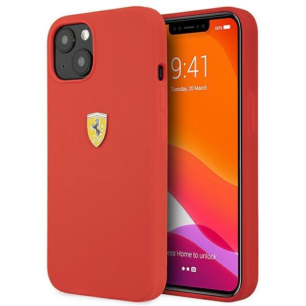 Capa de Silicone Ferrari para iPhone 13 mini - vermelha