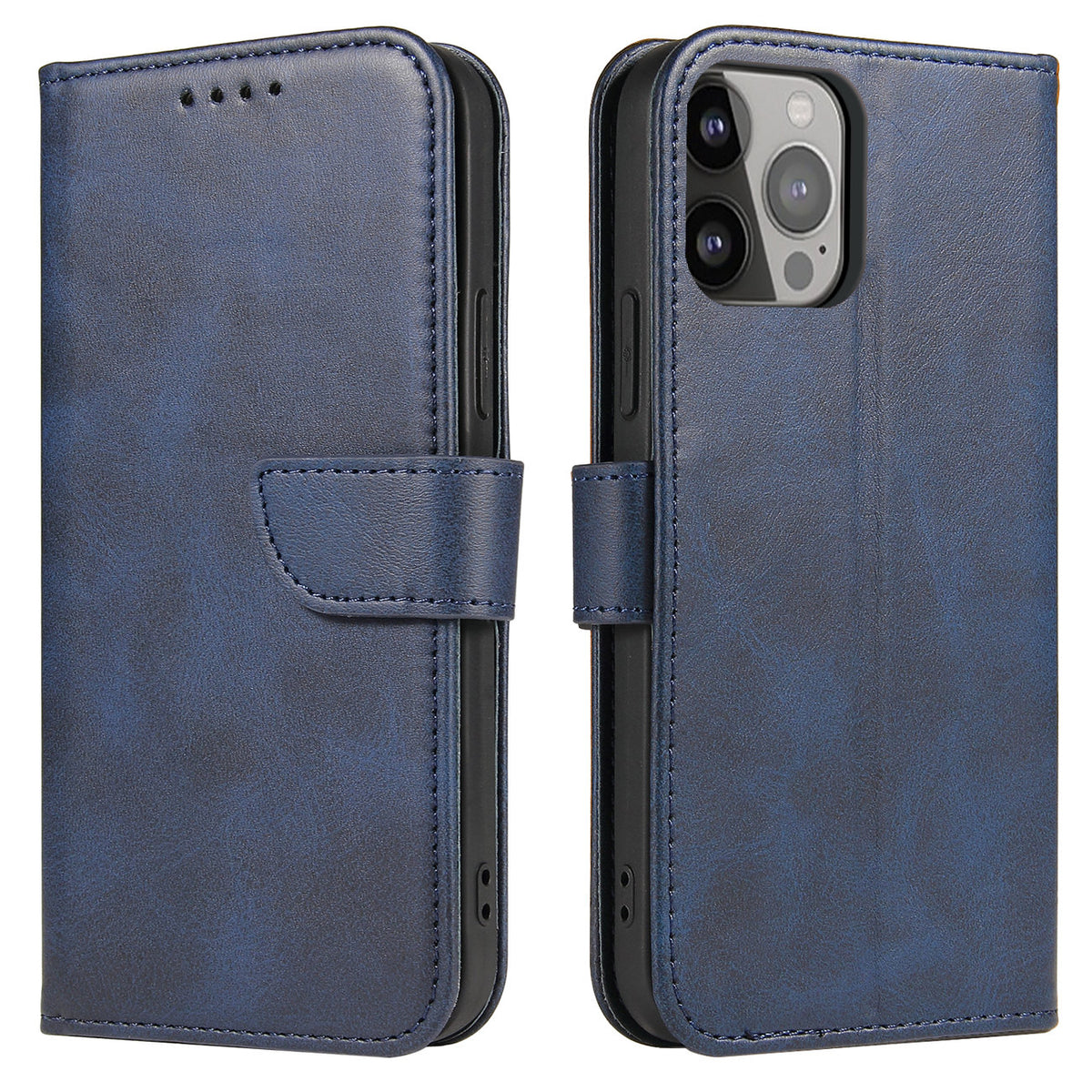 Estojo carteira com aba suporte para iPhone 15 Pro Max Case Magnético - azul