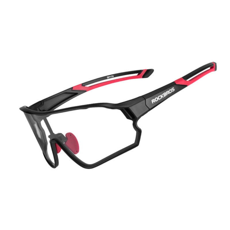 Óculos de ciclismo Rockbros 10035 foto-cromáticos UV400 - preto e vermelho