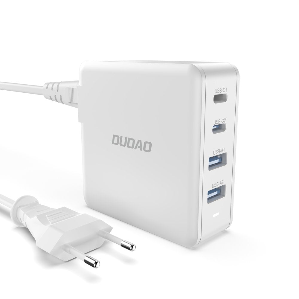 Carregador de Rede Rápido GaN 100W 2 x USB-C / 2 x USB Dudao A100EU - branco