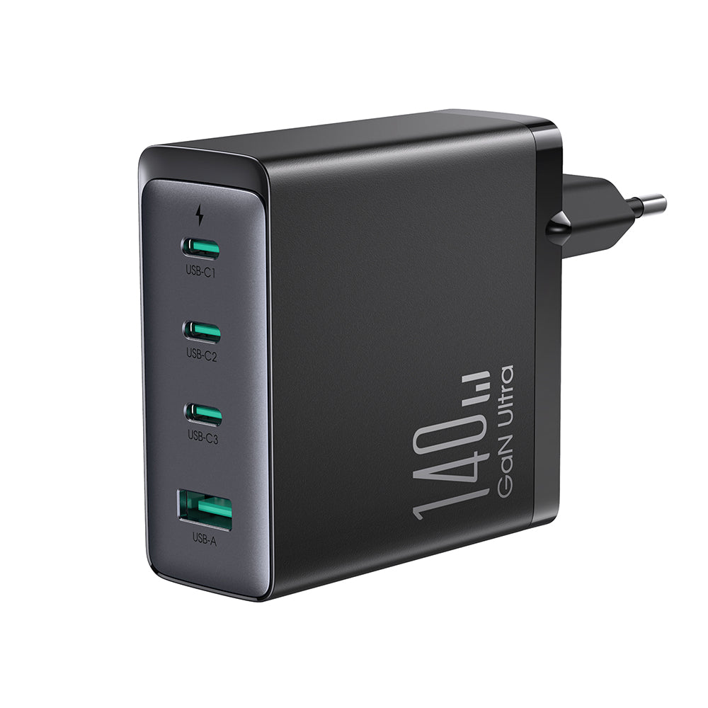 Carregador de Rede Rápido GaN 140W 3 x USB-C / USB-A Joyroom JR-TCG05EU - preto + cabo USB-C - USB-C 240W 1.2m