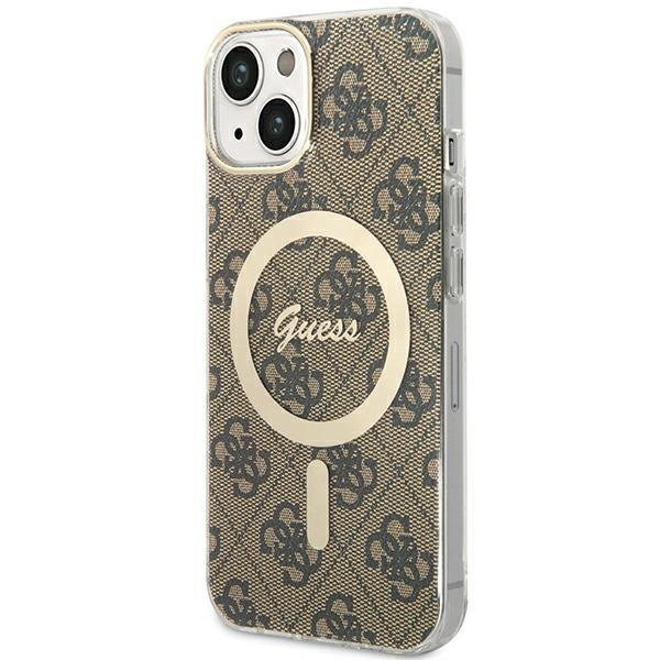 Capa Guess 4G MagSafe para iPhone 15 / 14 / 13 - castanho