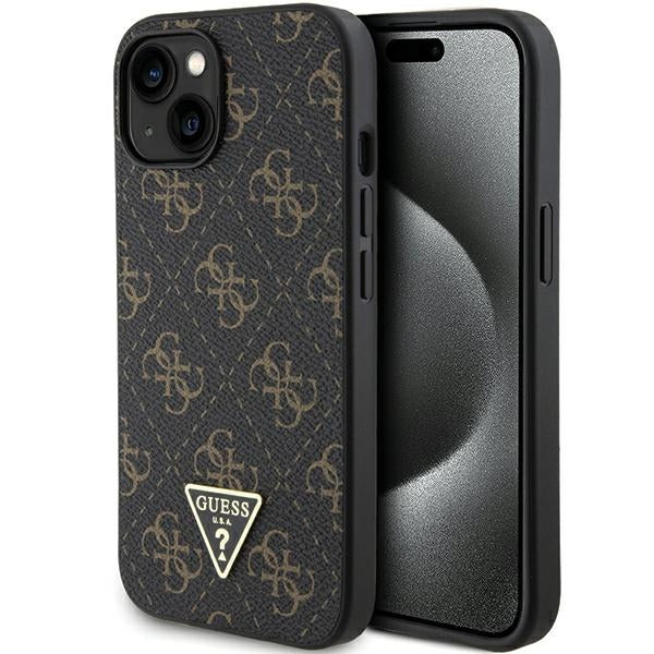Capa Guess 4G Triangle Metal Logo para iPhone 15 / 14 / 13 - preta