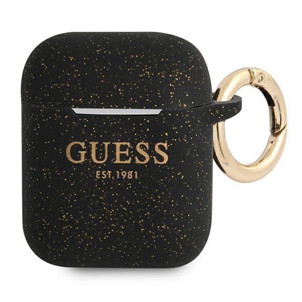 Estojo Guess Silicone Glitter para AirPods 1/2 - preto