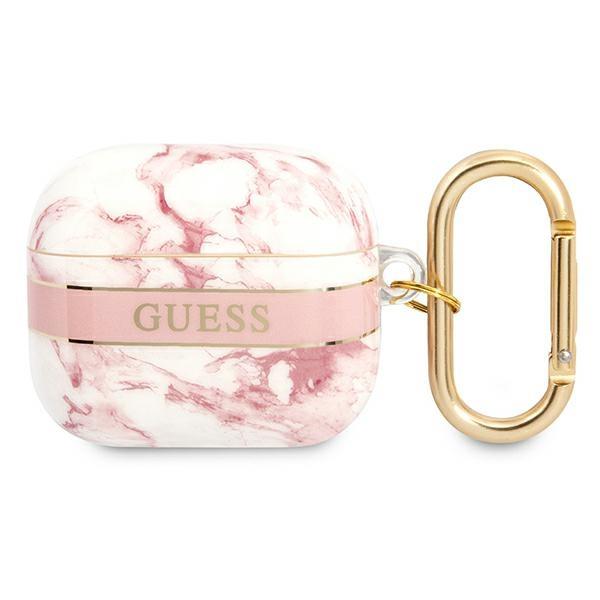 Capa Etui Guess Marble Strap Collection para AirPods 3 - rosa