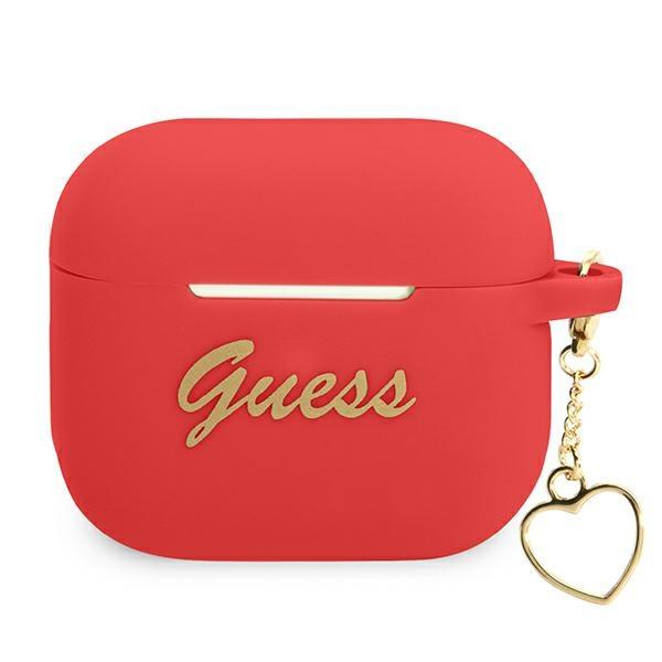 Capa Etui Guess Silicone Charm Heart Collection para AirPods 3 - vermelha
