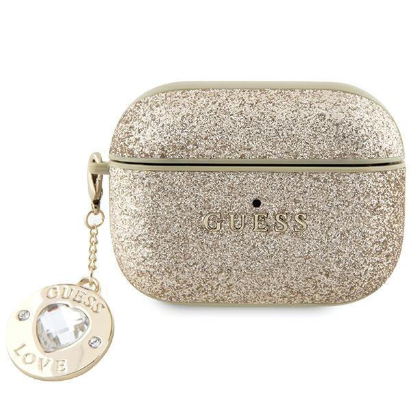 Estojo Guess Fixed Glitter Heart Diamond Charm para AirPods Pro 2 - dourado