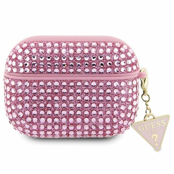 Etui Guess Rhinestone Triangle Charm para AirPods Pro - rosa
