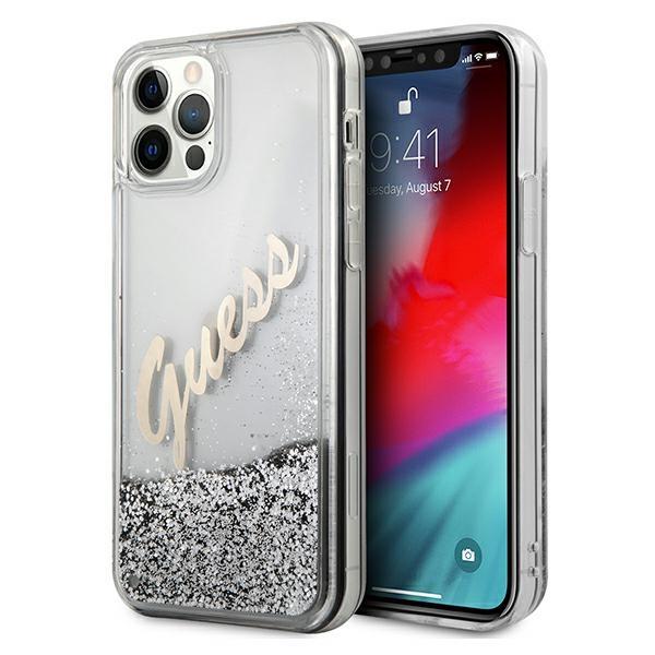 Capa Guess Glitter Vintage Script para iPhone 12 Pro Max - azul