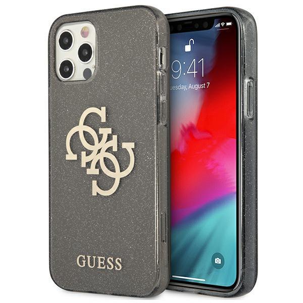 Capa Guess Glitter 4G com Logo Grande para iPhone 12 Pro Max - preta
