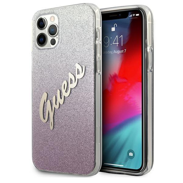 Capa Guess Glitter Gradient Script para iPhone 12 Pro Max - dourada