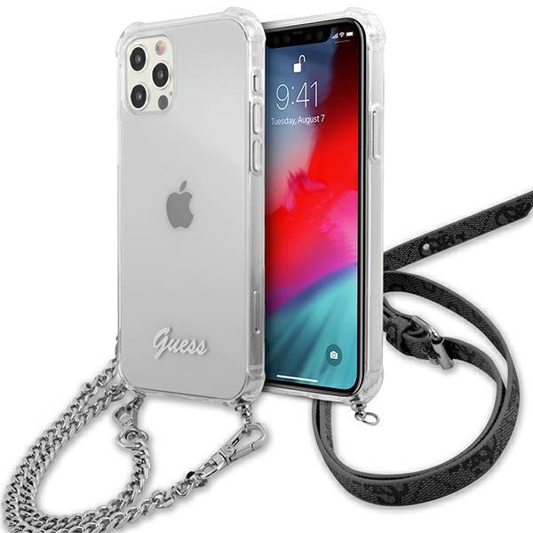 Capa Guess 4G Silver Chain para iPhone 12 / iPhone 12 Pro - transparente