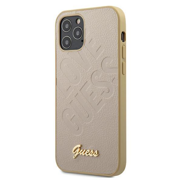 Capa Guess Silicone Script Logo Dourado para iPhone 12 mini - rosa claro