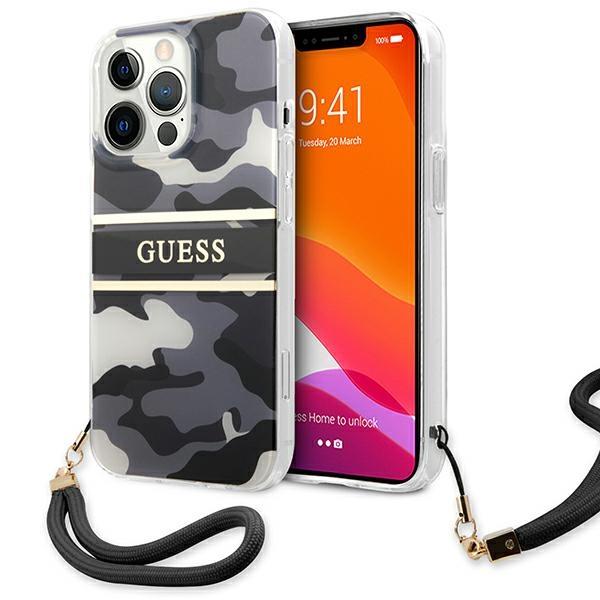 Capa Guess Camo Strap Collection para iPhone 13 Pro / iPhone 13 - preta