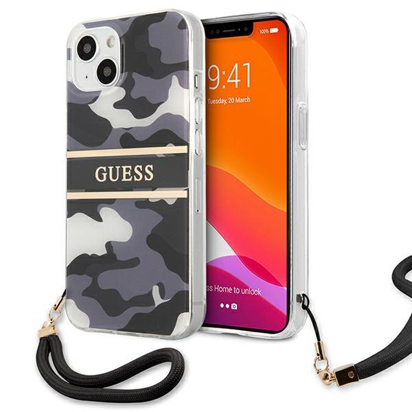 Capa Guess Camo Strap Collection para iPhone 13 - preta
