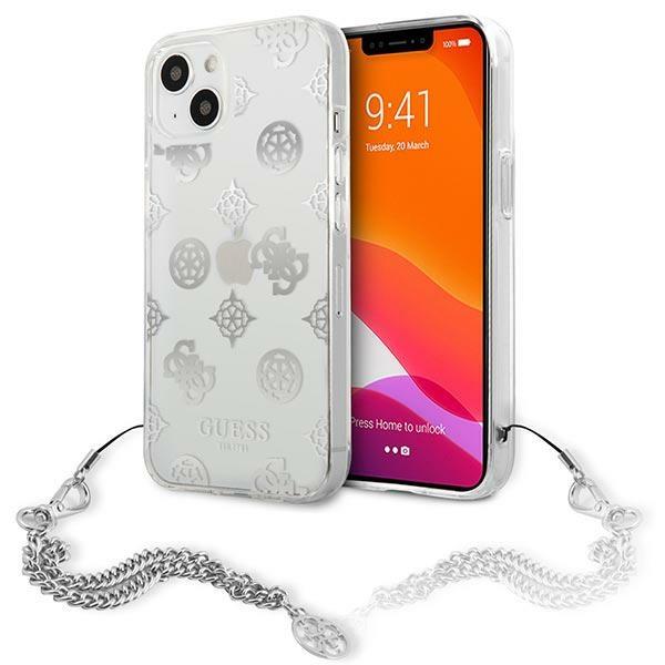 Capa Guess Peony Chain Collection para iPhone 13 mini - prateada