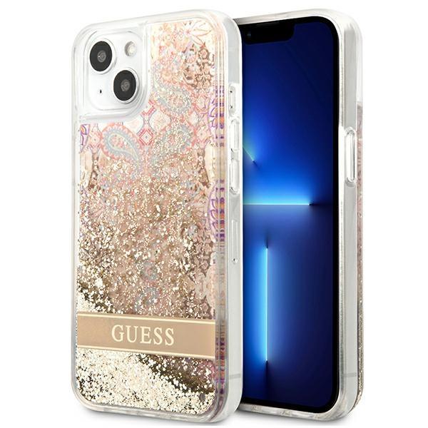 Capa Guess Paisley com Glitter Líquido para iPhone 13 mini - dourada