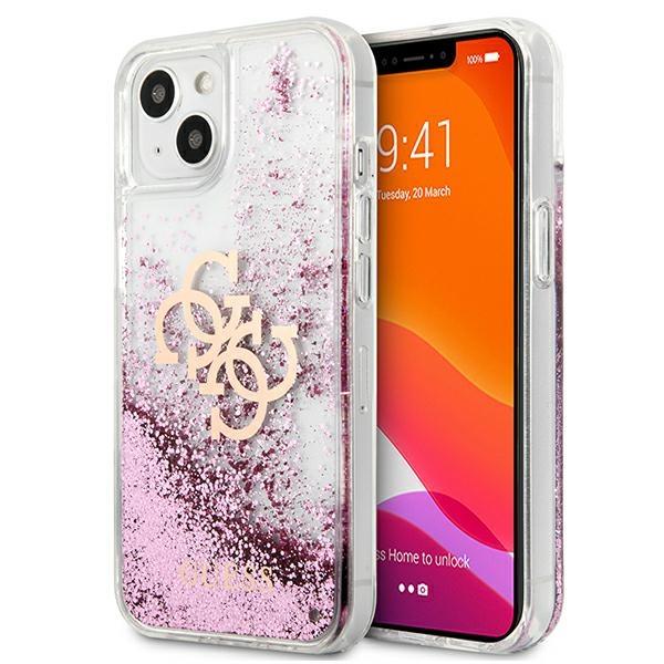 Capa Guess 4G Big Liquid Glitter para iPhone 13 mini - rosa
