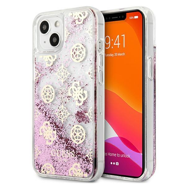Capa Guess Peony Liquid Glitter para iPhone 13 mini - rosa