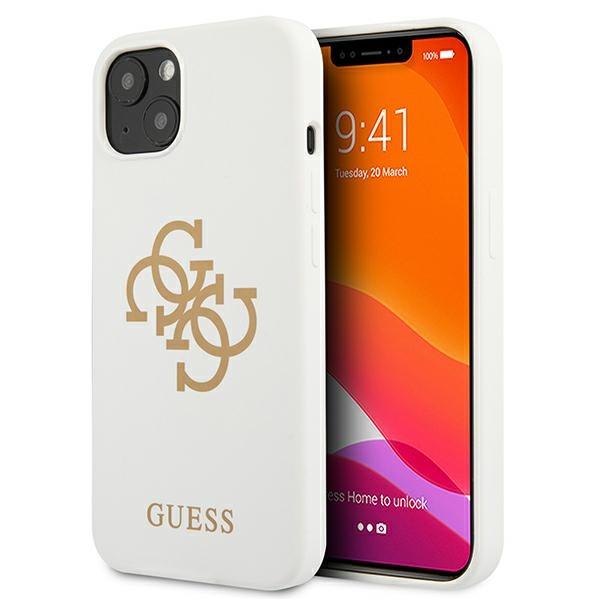 Capa Guess de Silicone com Logo 4G para iPhone 13 mini - branca