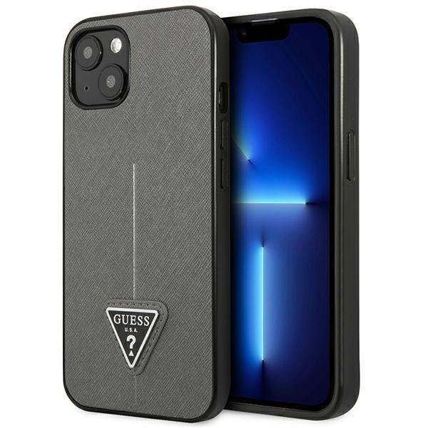 Capa Guess Saffiano Triangle Logo para iPhone 13 mini - prateada