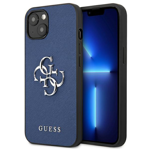 Capa Guess Saffiano 4G com Logo Metálico para iPhone 13 mini - azul