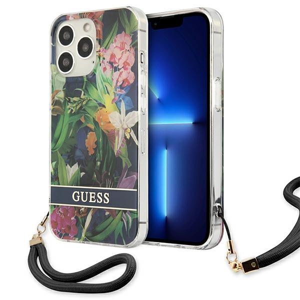 Capa Guess Flower Strap para iPhone 13 Pro Max - azul