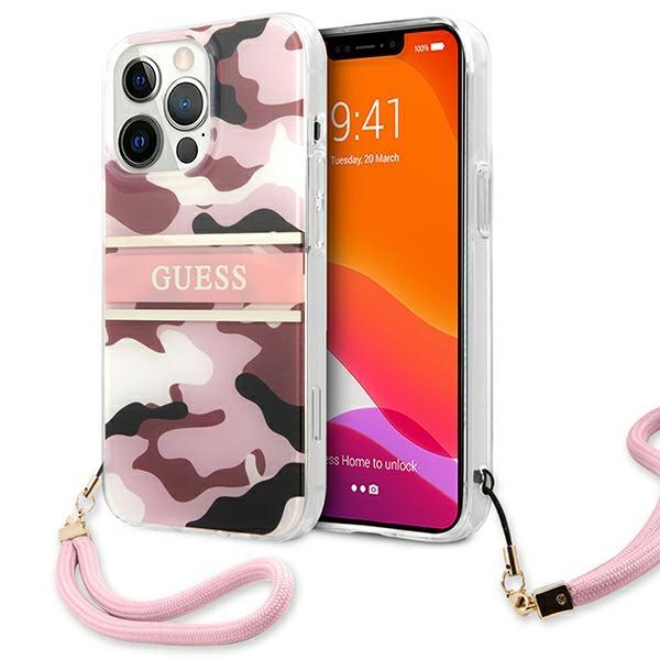 Capa Guess Camo Strap Collection para iPhone 13 Pro Max - rosa