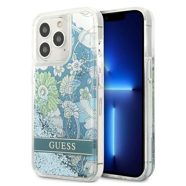 Capa Guess Flower Liquid Glitter para iPhone 13 Pro Max - verde