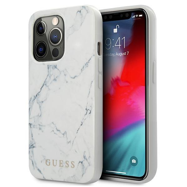 Capa Guess Marble para iPhone 13 Pro Max - branca