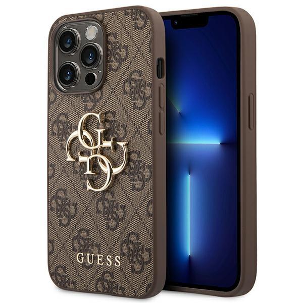 Capa Guess 4G com Logo Metálico Grande para iPhone 14 Pro - cor bronze