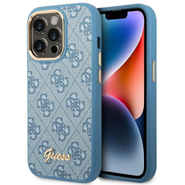 Capa Guess 4G Vintage Gold Logo para iPhone 14 Pro - azul