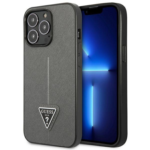 Etui Guess Saffiano Triangle Logo para iPhone 14 Pro - prateado